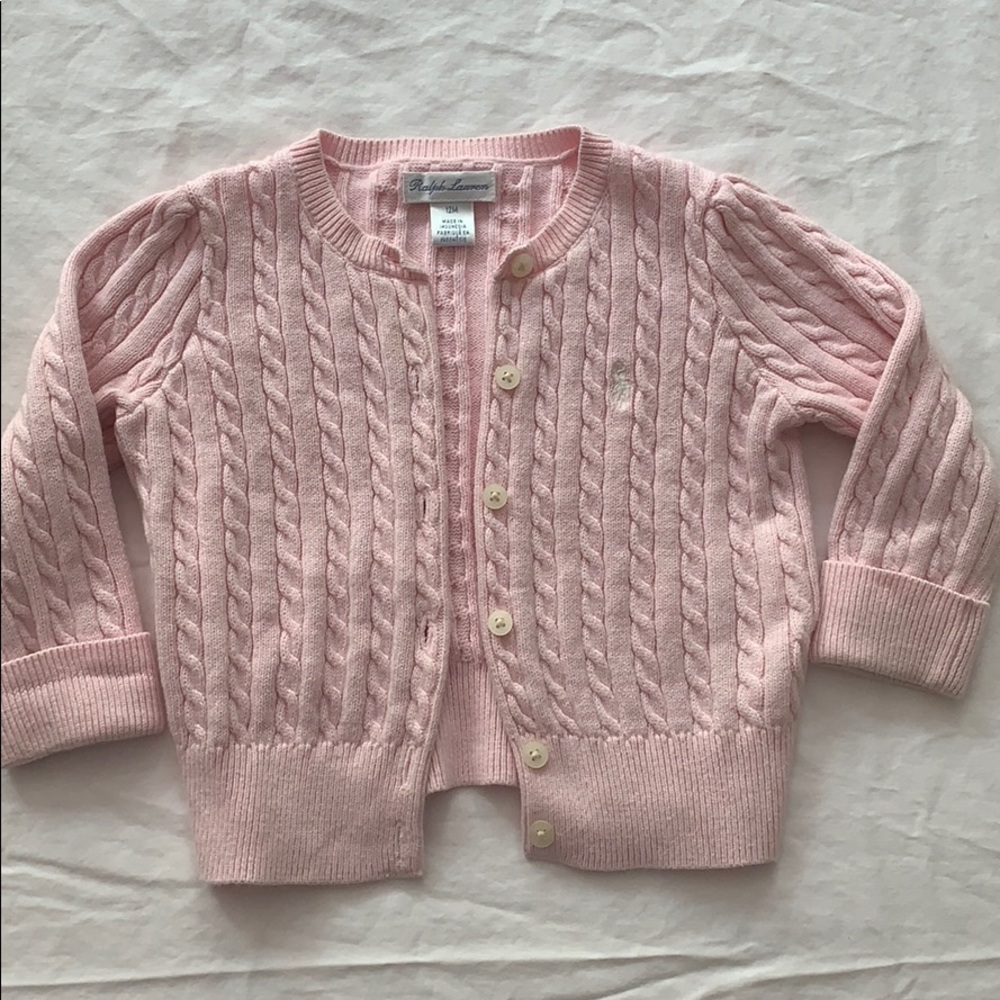 Ralph Lauren cable knit pink cardigan